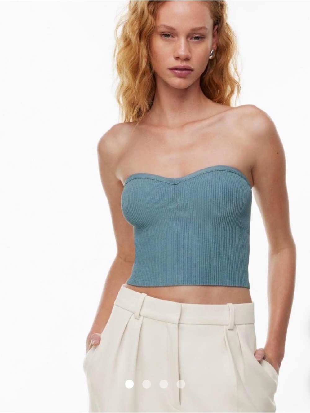 Aritzia sculpt knit Ribbed Sweetheart Crop Top in Slate Blue